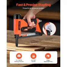 VEVOR Pneumatic Staple Gun, 22 Gauge Long-Nose Upholstery Stapler for 71 Series Fine Wire Staples 3/8-inch Crown 1/4"-5/8" Length, Max 180PCS Loading Air Staple Gun for Upholstering, Woodworking, DIY