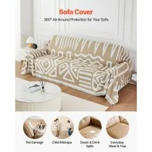 Couch Slipcover 117.72 x 71.26 Inch Scratch-Resistant Chenille Sofa Covers Khaki