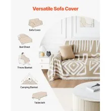 Couch Slipcover 117.72 x 71.26 Inch Scratch-Resistant Chenille Sofa Covers Khaki