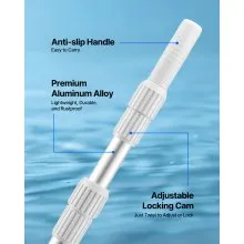 VEVOR Swimming Pool Pole 3.4 to 15 ft Telescopic Aluminum Alloy Twist Locking