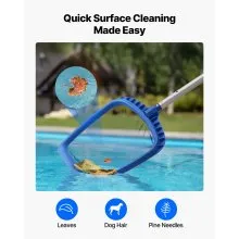 VEVOR Swimming Pool Cleaing Kit with Leaf Skimmer Bag Rake Nets & 2 Brush Heads