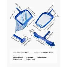 VEVOR Swimming Pool Cleaing Kit with Leaf Skimmer Bag Rake Nets & 2 Brush Heads
