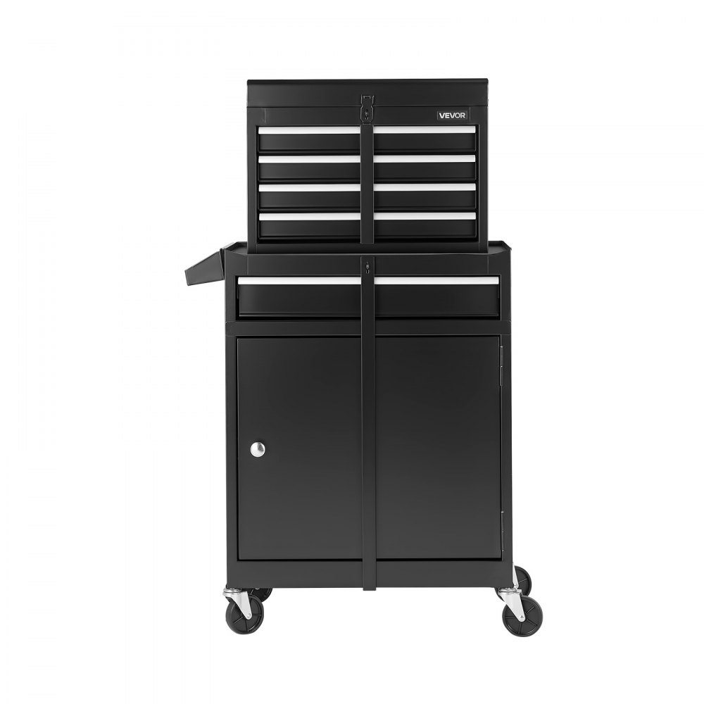VEVOR Rolling Tool Chest, 2-in-1 Design, 5 Drawers Tool Cabinet Organizer with Detachable Top Metal Toolbox, Lock Bar, Protective Liner, and Tools Rack, Garage Storage Cabinet for Warehouse, Workshop