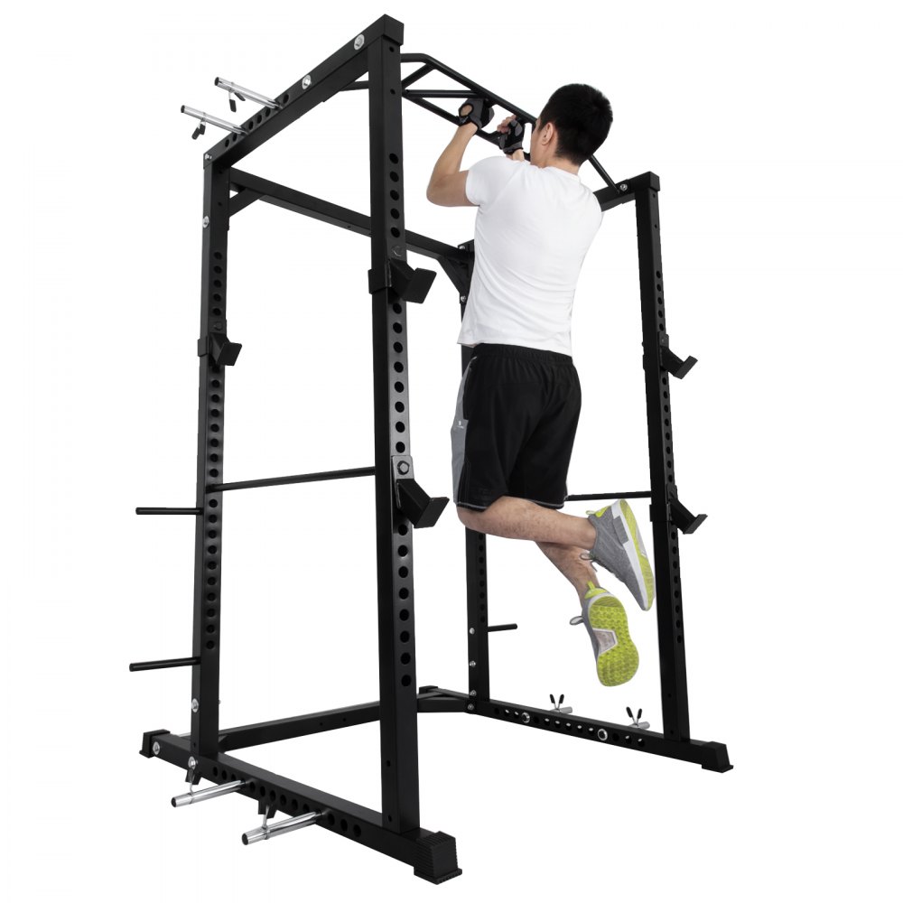 Fitness 48" Deep Short Power Tower Deep Rack Squat Barbell Pull Up Rock Updated