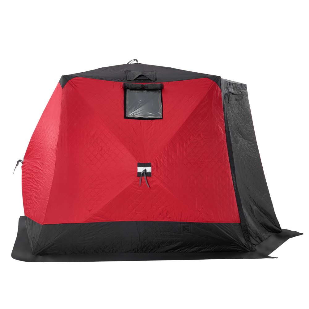 VEVOR Portable Ice Shelter, 4-6 Person Insulated Pop-Up Ice Fishing Tent, 50 Square Feet Fishable Area, Thermal Ice Shanty for Winter Fishing, Ice Cube with Anchors, Ropes, Carrying Bag, 130"x130"