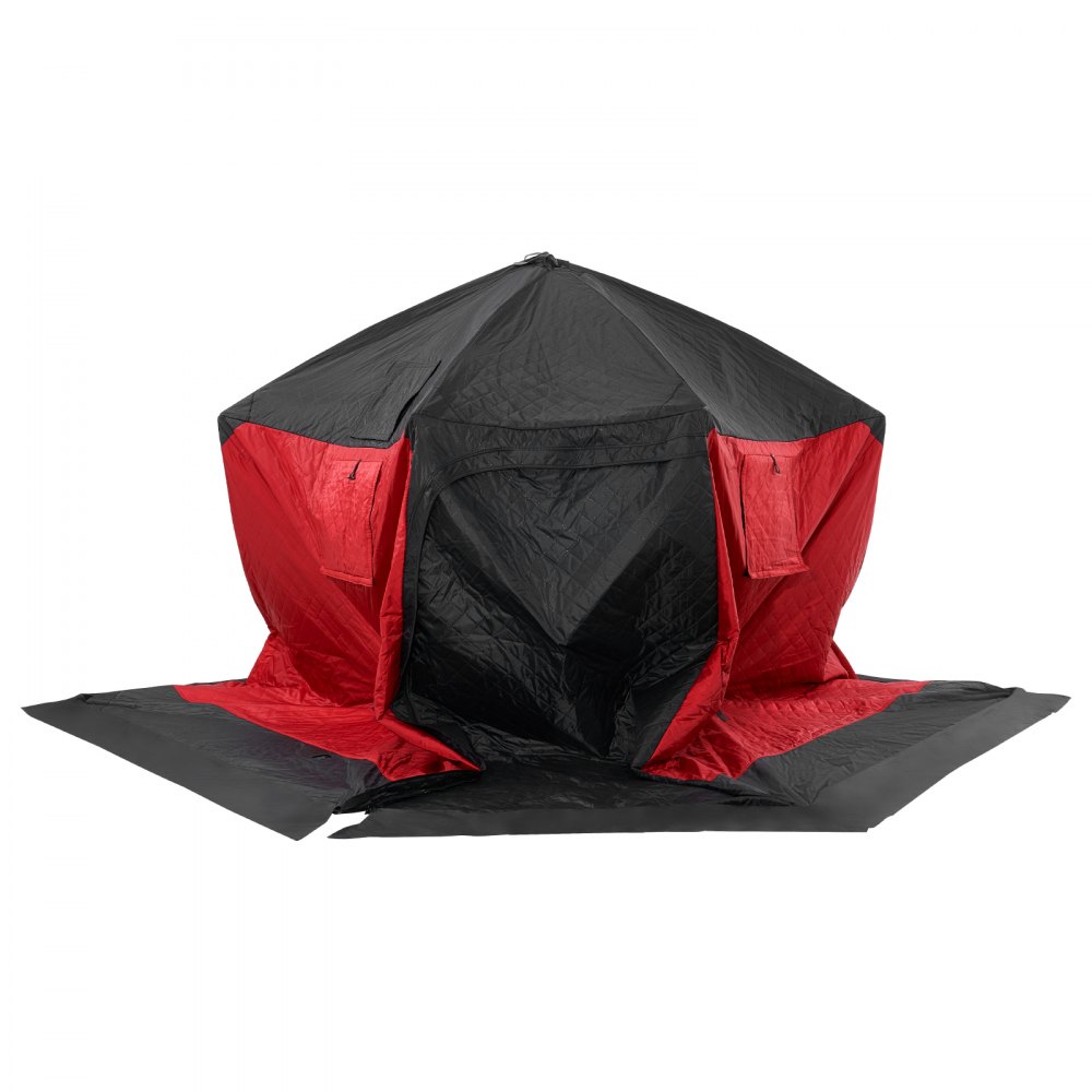 VEVOR Portable Ice Shelter, 4-6 Person Insulated Pop-Up Ice Fishing Tent, 50 Square Feet Fishable Area, Thermal Ice Shanty for Winter Fishing, Ice Cube with Anchors, Ropes, Carrying Bag, 130"x130"