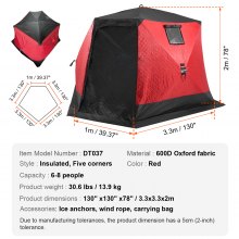 VEVOR 6-8 Person Ourdoor Portable Ice Shelter Pop-Up Ice Fishing Shanty Tent