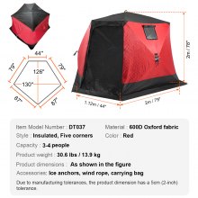 VEVOR 6-8 Person Ourdoor Portable Ice Shelter Pop-Up Ice Fishing Shanty Tent