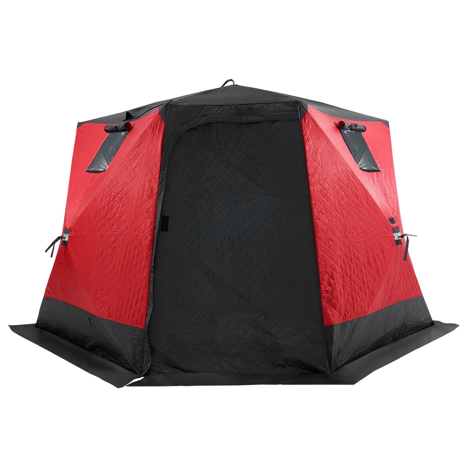 VEVOR Portable Ice Shelter, 4-6 Person Insulated Pop-Up Ice Fishing Tent, 50 Square Feet Fishable Area, Thermal Ice Shanty for Winter Fishing, Ice Cube with Anchors, Ropes, Carrying Bag, 130"x130"