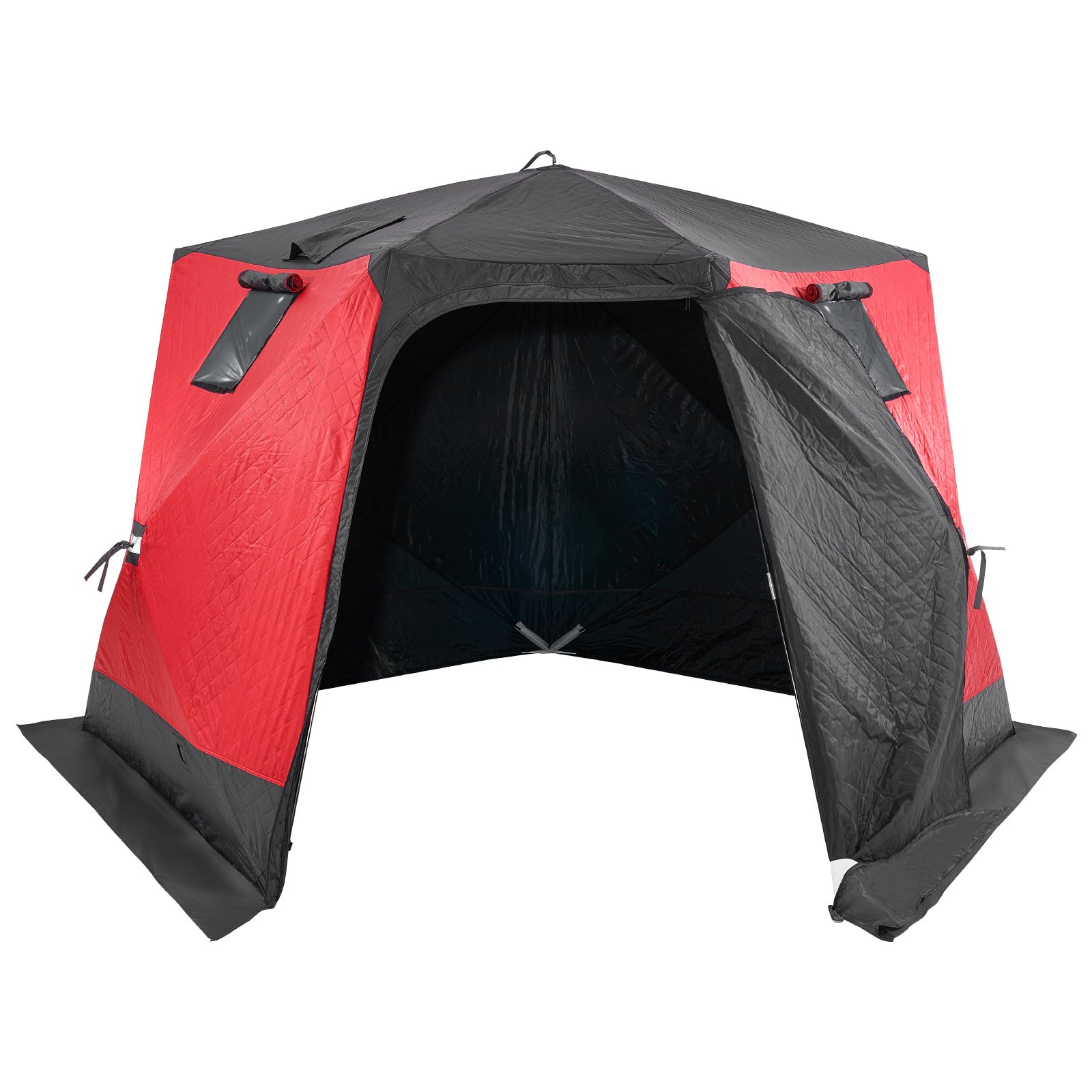 VEVOR Portable Ice Shelter, 4-6 Person Insulated Pop-Up Ice Fishing Tent, 50 Square Feet Fishable Area, Thermal Ice Shanty for Winter Fishing, Ice Cube with Anchors, Ropes, Carrying Bag, 130"x130"