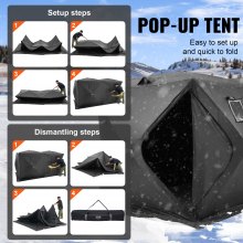 VEVOR 6-8 Person Ourdoor Portable Ice Shelter Pop-Up Ice Fishing Shanty Tent