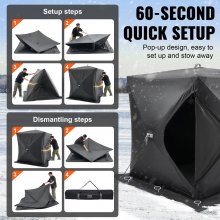 VEVOR 1-2 Person Ourdoor Portable Ice Shelter Pop-Up Ice Fishing Shanty Tent