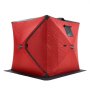 VEVOR Portable Ice Shelter, 3-4 Person Insulated Pop-Up Ice Fishing Tent, 35 Square Feet Fishable Area, Thermal Ice Shanty for Winter Fishing, Ice Cube with Anchors, Ropes, Carrying Bag, 71"x71", Red