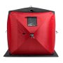 VEVOR Portable Ice Shelter, 3-4 Person Insulated Pop-Up Ice Fishing Tent, 35 Square Feet Fishable Area, Thermal Ice Shanty for Winter Fishing, Ice Cube with Anchors, Ropes, Carrying Bag, 71"x71", Red