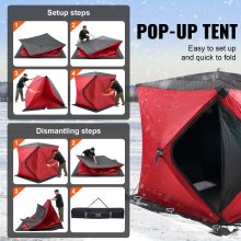 VEVOR 3-4 Person Ourdoor Portable Ice Shelter Pop-Up Ice Fishing Shanty Tent