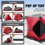 VEVOR Portable Ice Shelter, 1-2 Person Insulated Pop-Up Ice Fishing Tent, 24 Square Feet Fishable Area, Thermal Ice Shanty for Winter Fishing, Ice Cube with Anchors, Ropes, Carrying Bag, 60"x60", Red