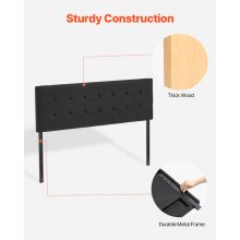 Headboard for Queen Size Bed with Adjustable Height Sponge & Fabric Black