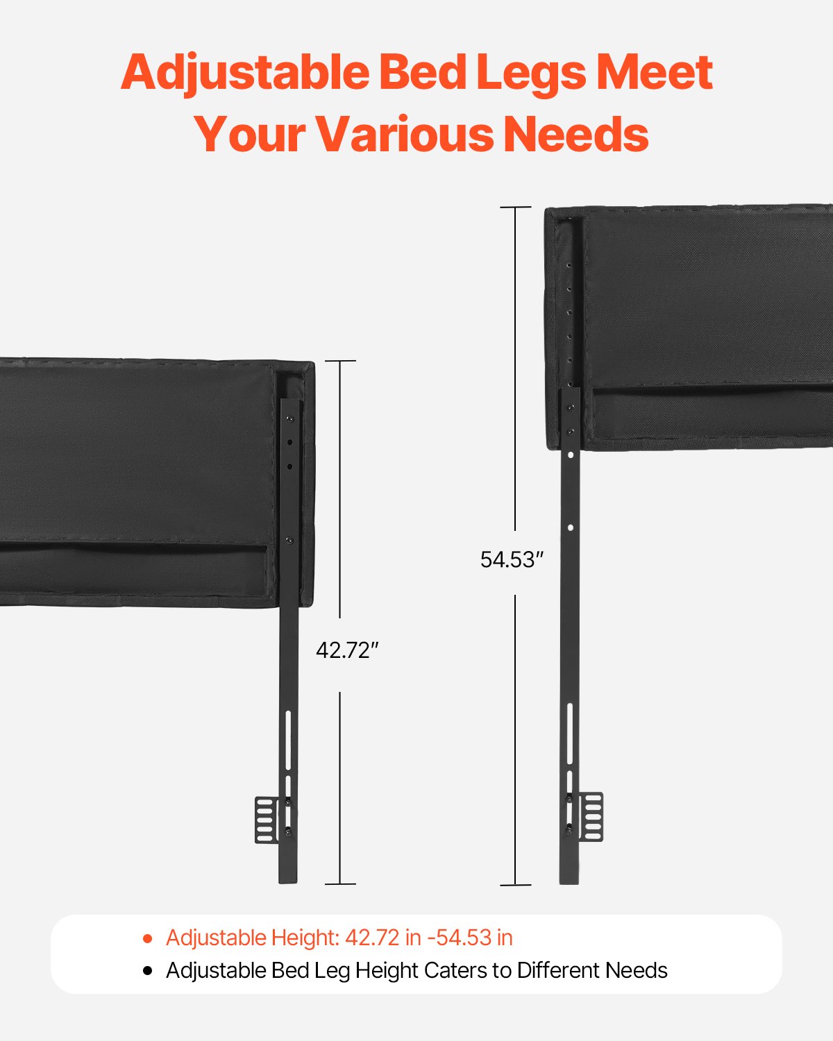 VEVOR Headboard, Queen Size Headboard with Adjustable Height, Comfortable Diamond Tufted for Queen Size Bed, W62.2 x H(42.72-54.53) x D2.76 in, Ideal for Bedroom, Hotel, Homestay, Dormitory, Black