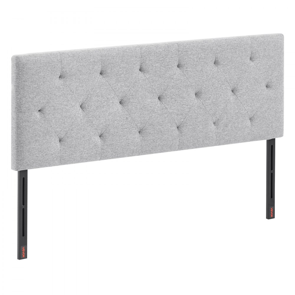 VEVOR Headboard, Full Size Headboard with Adjustable Height, Comfortable Diamond Tufted for Full Size Bed, W 56.3 x H（35.6-47.4）inches, Ideal for Bedroom, Hotel, Homestay, Dormitory, Light Grey