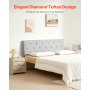 VEVOR Headboard, Full Size Headboard with Adjustable Height, Comfortable Diamond Tufted for Full Size Bed, W 56.3 x H（35.6-47.4）inches, Ideal for Bedroom, Hotel, Homestay, Dormitory, Light Grey