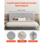 VEVOR Headboard, Full Size Headboard with Adjustable Height, Comfortable Diamond Tufted for Full Size Bed, W 56.3 x H（35.6-47.4）inches, Ideal for Bedroom, Hotel, Homestay, Dormitory, Light Grey