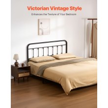 Metal Headboard for Queen Size Bed Ideal for Bedroom Hotel Dormitory Black