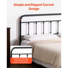 Metal Headboard for Queen Size Bed Ideal for Bedroom Hotel Dormitory Black