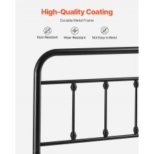 Metal Headboard for Queen Size Bed Ideal for Bedroom Hotel Dormitory Black