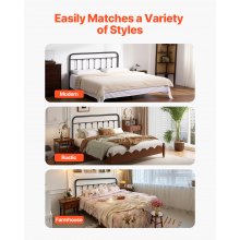 Metal Headboard for Queen Size Bed Ideal for Bedroom Hotel Dormitory Black