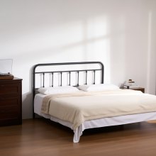 Metal Headboard for Queen Size Bed Ideal for Bedroom Hotel Dormitory Black