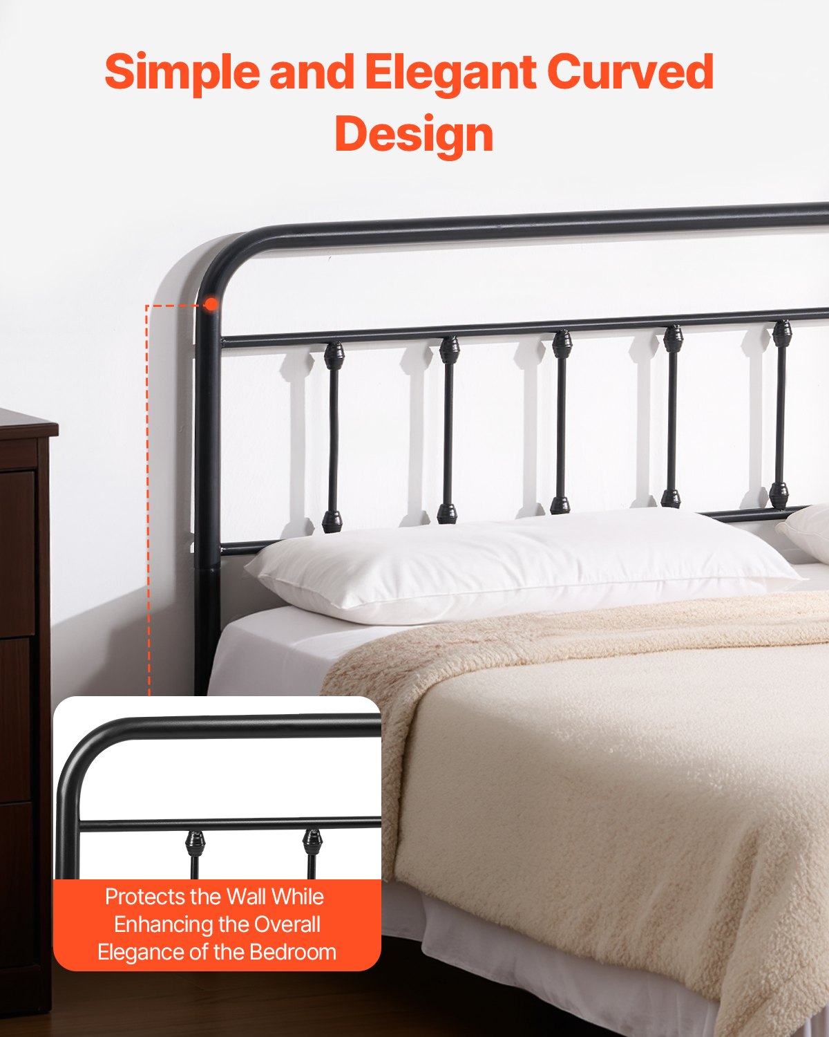 VEVOR Metal Headboard, Queen Size Headboard with Adjustable Height, Metal Headboard for Queen Size Bed, W59.65 x H40.55 x D1.5 inches, Ideal for Bedroom, Hotel, Homestay, Dormitory, Black