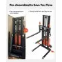 VEVOR Semi Electric Pallet Stacker, 3300 lbs Load Capacity, Pallet Lift Stacker Forklift with Straddle Legs, 96.06 Inches Lifting Height & 8.3-33.86 Inches Adjustable Fork Width, Orange & Black
