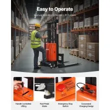 VEVOR Semi Electric Pallet Stacker 3300 lbs Pallet Truck Dolly 96.06-inch Lift