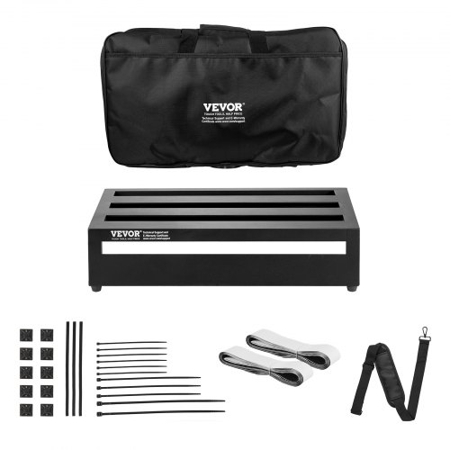 VEVOR Guitar Pedal Board, 20'' x 11'', Aluminum Alloy 2.2 lbs Super Light Guitar Effects PedalBoard, with Carry Bag Velcro Fixed Strap Shoulder Strap Rolling Strips, Accommodate 10-12 Guitar Pedals