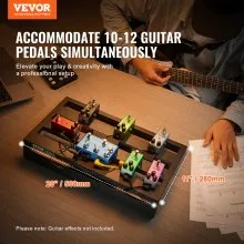 Pedalera de guitarra VEVOR, 20'' x 11'', aleación de aluminio, 2,2 libras, pedalera de efectos de guitarra superligera, con bolsa de transporte, correa fija con velcro, correa para el hombro, tiras enrollables, capacidad para 10-12 pedales de guitarra