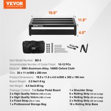 VEVOR Guitar Pedal Board, 20'' x 11'', Aluminum Alloy 2.2 lbs Super Light Guitar Effects PedalBoard, with Carry Bag Velcro Fixed Strap Shoulder Strap Rolling Strips, Accommodate 10-12 Guitar Pedals