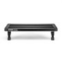 black VEVOR guitar pedal board with adjustable legs and sleek metal design, front view.