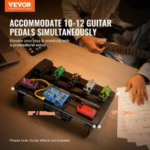 Pedalera de guitarra VEVOR, 20'' x 11'', aleación de aluminio, 2,64 libras, superligera, plegable, con bolsa de transporte, correa fija con velcro, correa para el hombro, tiras enrollables, para 10-12 pedales de guitarra