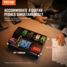 Pedală pentru chitară VEVOR, 14 inchi x 11 inchi, aliaj de aluminiu, 1,7 kg, pedală pentru efecte de chitară super ușoară cu geantă de transport Curea de umăr cu curea fixă ​​cu velcro de înaltă calitate, găzduiește 8 pedale de chitară, medie