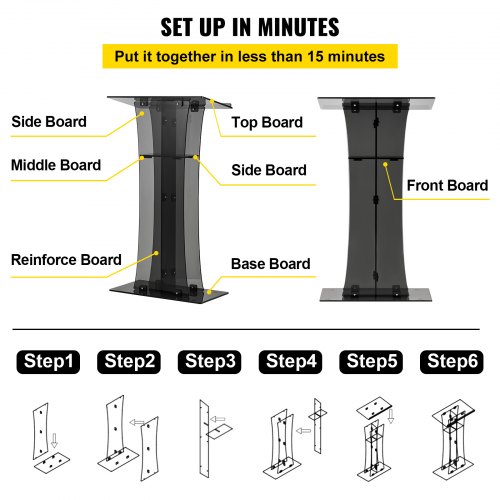 24x16 Inch Acrylic Podium Stand - Clear Church Pulpit With Storage Shelf
