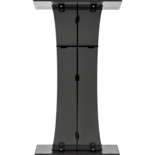 VEVOR Acrylic Pulpit, 119 cm Tall, Clear Podium Stand w/ Wide Reading Surface & Storage Shelf, Floor-Standing Plexiglass Lectern for Church Office School, Black
