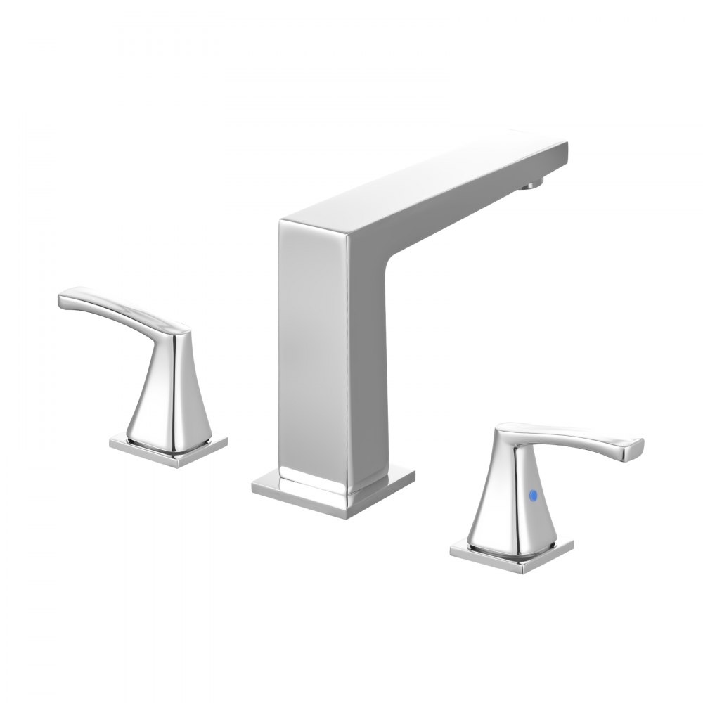 VEVOR Roman Tub Faucet, 3 Hole Waterfall Bathtub Faucet, Bath Tubs Faucets Set with 2 Handles, Roman Tub Faucets Deck Mount for Pet Washing, Baby Care, Adult Bathing, Silver, Right-Angle Spout Design