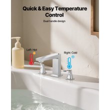 VEVOR Roman Tub Faucet, 3 Hole Waterfall Bathtub Faucet, Bath Tubs Faucets Set with 2 Handles, Roman Tub Faucets Deck Mount for Pet Washing, Baby Care, Adult Bathing, Silver, Right-Angle Spout Design