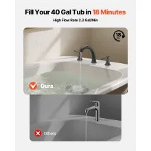 VEVOR Roman Tub Faucet, 3 Hole Waterfall Bathtub Faucet, Gooseneck Bath Tubs Faucets Set with 2 Handles, Roman Tub Faucets Deck Mount for Pet Washing, Adult Bathing, Bronze, Temperature Control