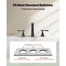 VEVOR Roman Tub Faucet, 3 Hole Waterfall Bathtub Faucet, Gooseneck Bath Tubs Faucets Set with 2 Handles, Roman Tub Faucets Deck Mount for Pet Washing, Adult Bathing, Bronze, Temperature Control