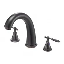 VEVOR Roman Tub Faucet, 3 Hole Waterfall Bathtub Faucet, Gooseneck Bath Tubs Faucets Set with 2 Handles, Roman Tub Faucets Deck Mount for Pet Washing, Adult Bathing, Bronze, Temperature Control