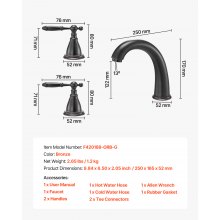 VEVOR Roman Tub Faucet, Gooseneck Bath Tubs Faucets Set with 2 Handles, Roman Tub Faucets Deck Mount for Baby Care, Adult Bathing, 3 Hole Waterfall Bathtub Faucet, Bronze, High Arc Spout Design