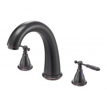 VEVOR Roman Tub Faucet, Gooseneck Bath Tubs Faucets Set with 2 Handles, Roman Tub Faucets Deck Mount for Baby Care, Adult Bathing, 3 Hole Waterfall Bathtub Faucet, Bronze, High Arc Spout Design