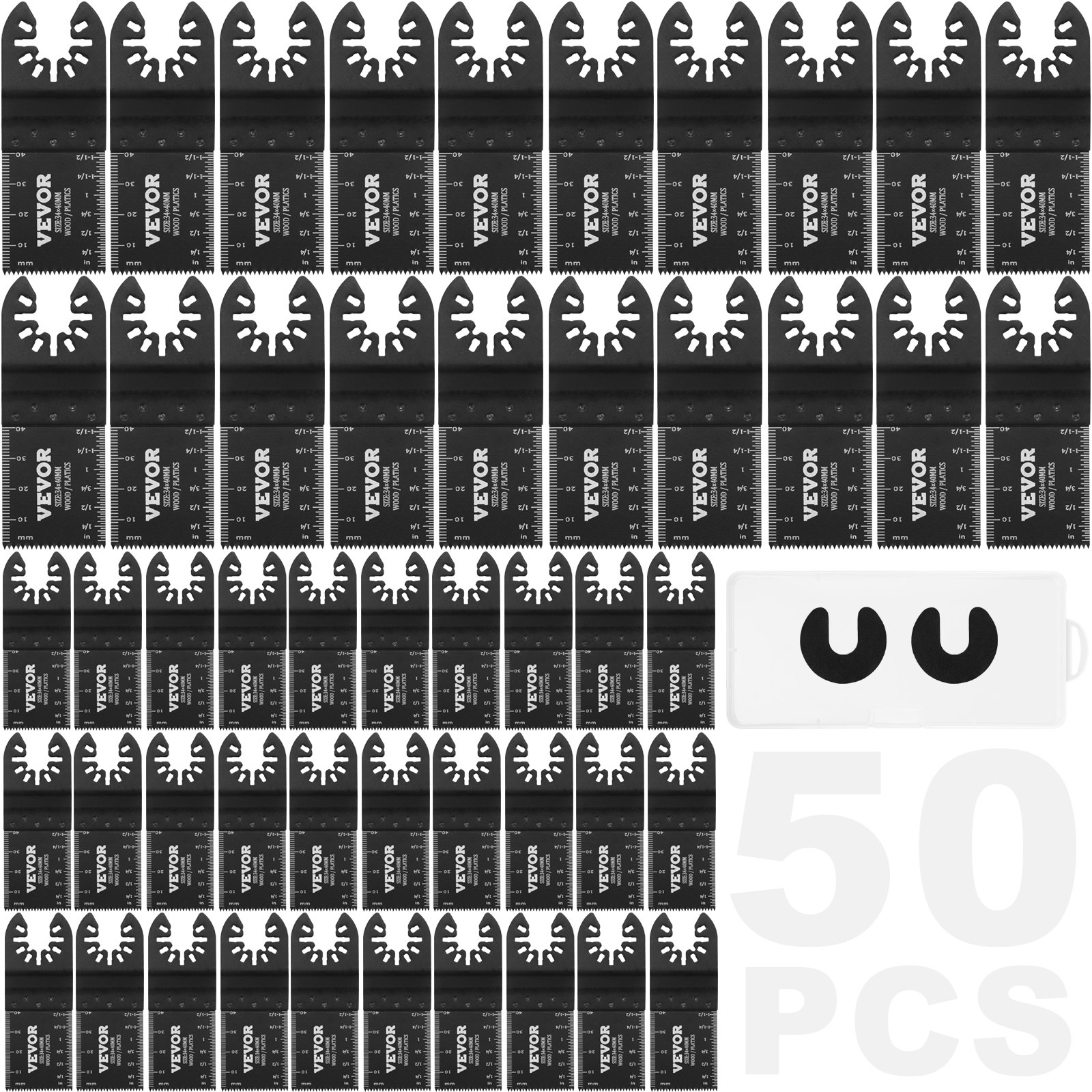 VEVOR 50PCS Oscillating Saw Blades, Universal Quick Release Oscillating Saw Blades, Multitool Tool Blades for Wood Plastic Aluminum, Fit Dewalt Bosch Milwaukee Hitachi Chicago Craftsman