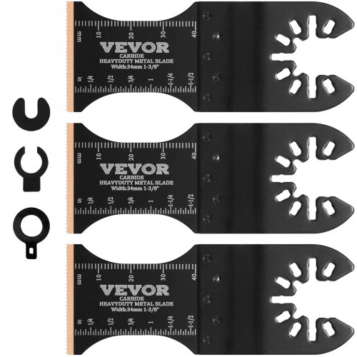 VEVOR 3PCS Carbide Oscillating Tool Blades, Universal Quick Release Oscillating Saw Blades, Multitool Tool Blades for Hard Material, Metal, Nails, Bolts, Fit Dewalt Milwaukee Hitachi Chicago